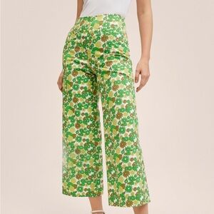 Mango Green Floral 70s Pants